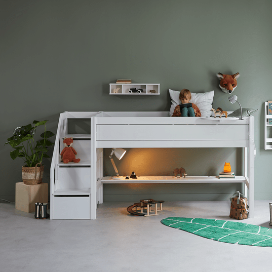 Lifetime Kidsrooms Original loft bed 120 cm with stairs - 128 cm White