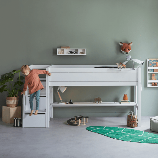 Lifetime Kidsrooms Original loft bed 120 cm with stairs - 128 cm Whitewash