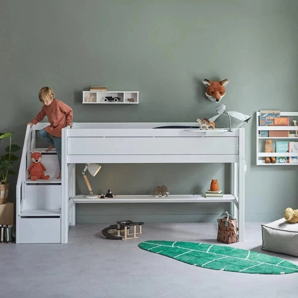Lifetime Kidsrooms Hochbett 128 cm mit Treppe - Original Weiss
