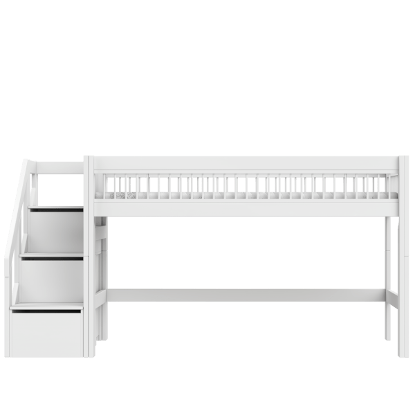 Lifetime Kidsrooms Lit surélevé avec escalier 128 cm - Breeze Blanc
