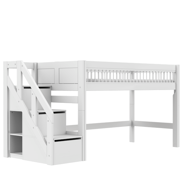 Lifetime Kidsrooms Lit surélevé avec escalier 128 cm - Breeze Blanc