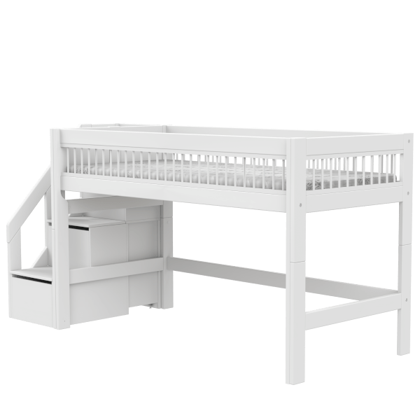 Lifetime Kidsrooms Lit surélevé avec escalier 128 cm - Breeze Blanc