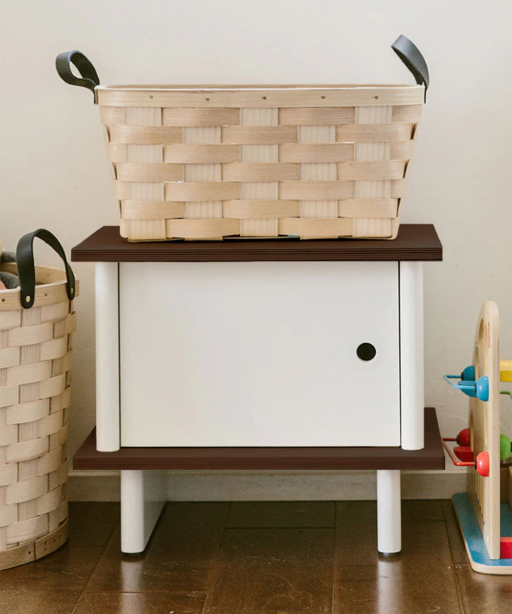 Oeuf NYC ML bedside table, white / walnut