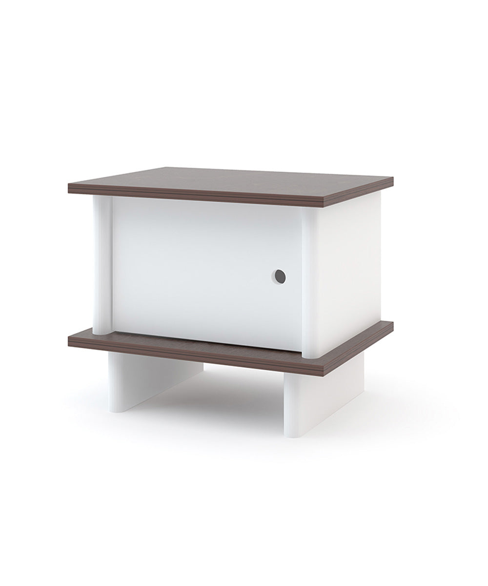 Oeuf NYC ML bedside table, white / walnut