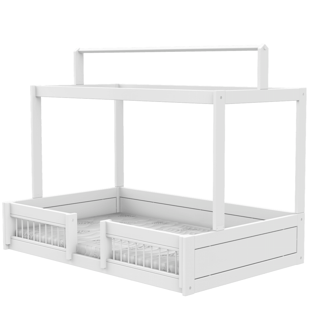 Lifetime Kidsrooms Montessori floor bed 120 with frame for fabric roof White