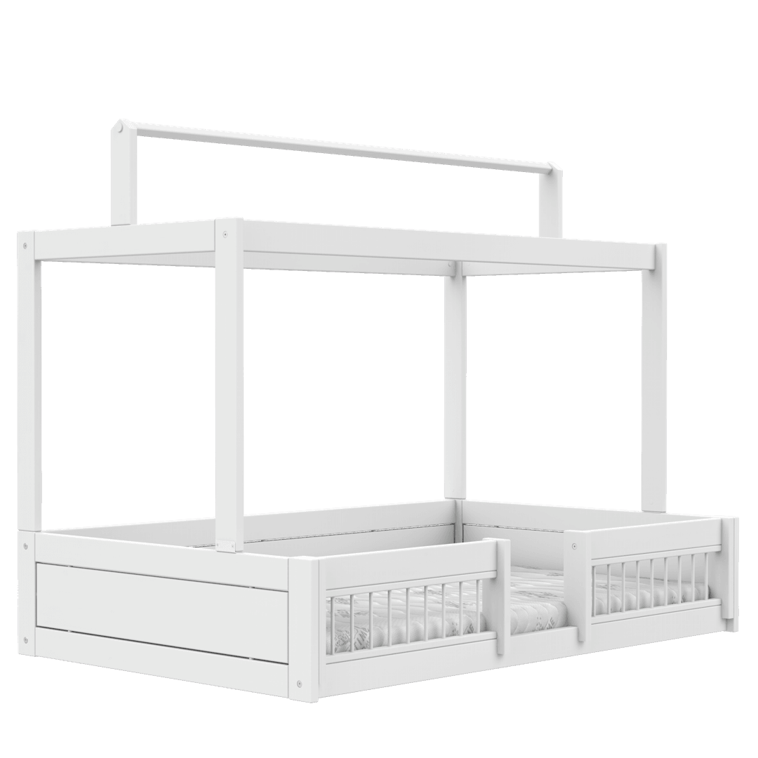 Lifetime Kidsrooms Montessori floor bed 120 with frame for fabric roof White