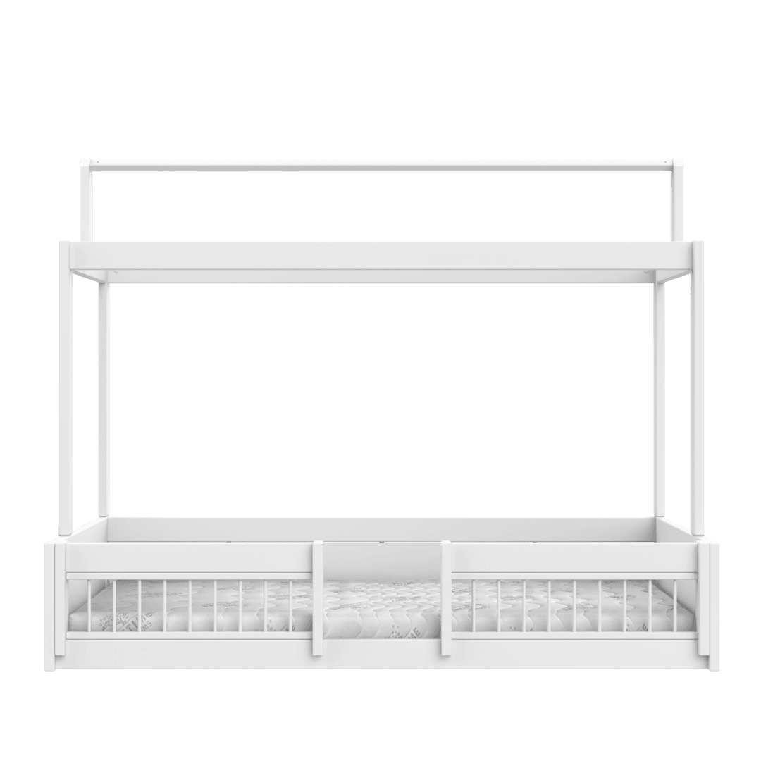 Lifetime Kidsrooms Montessori floor bed 120 with frame for fabric roof White