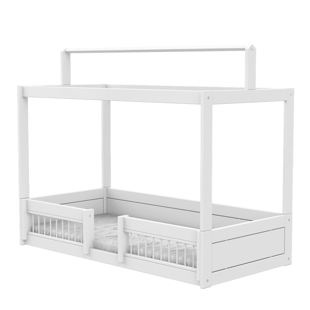 Lifetime Kidsrooms Montessori floor bed with frame for fabric top and bed fronts White