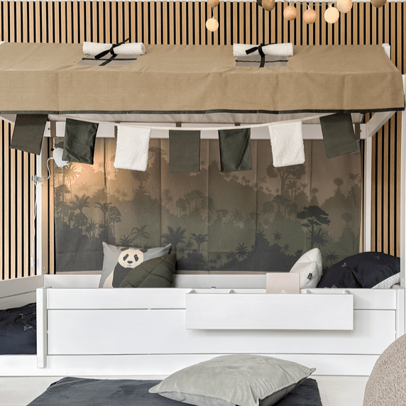 Lifetime Kidsrooms Montessori Lit de sol 120 avec support pour toit en toile Blanc