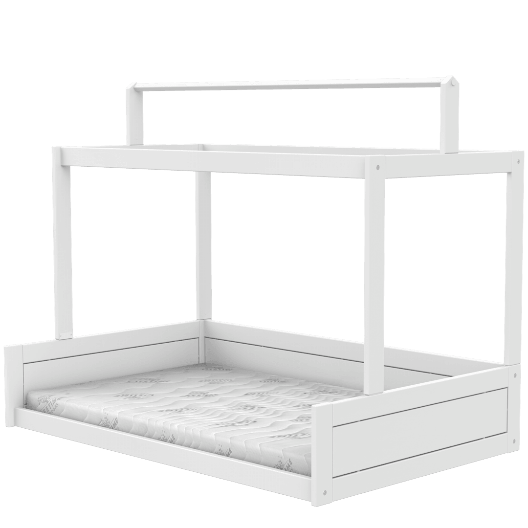 Lifetime Kidsrooms Montessori Lit de sol 120 avec support pour toit en toile Blanc