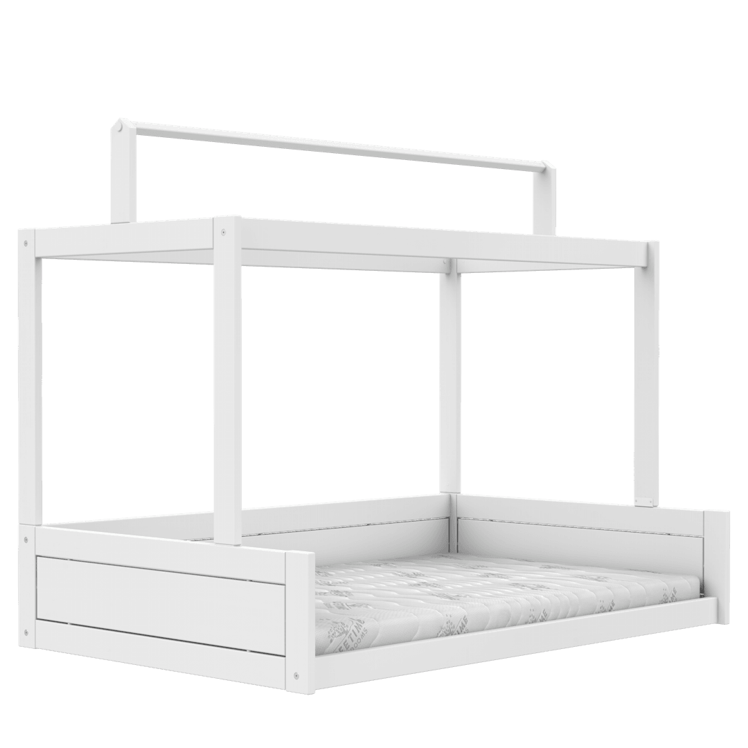 Lifetime Kidsrooms Montessori Lit de sol 120 avec support pour toit en toile Blanc