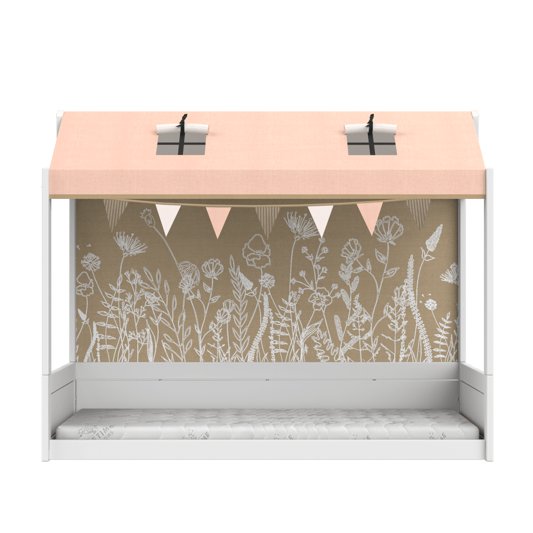 Lifetime Kidsrooms Montessori Lit de sol avec support pour toit en toile Blanc