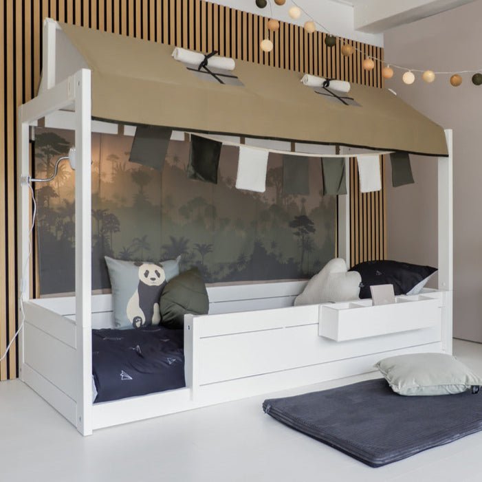Lifetime Kidsrooms Montessori Lit de sol avec support pour toit en toile Blanc