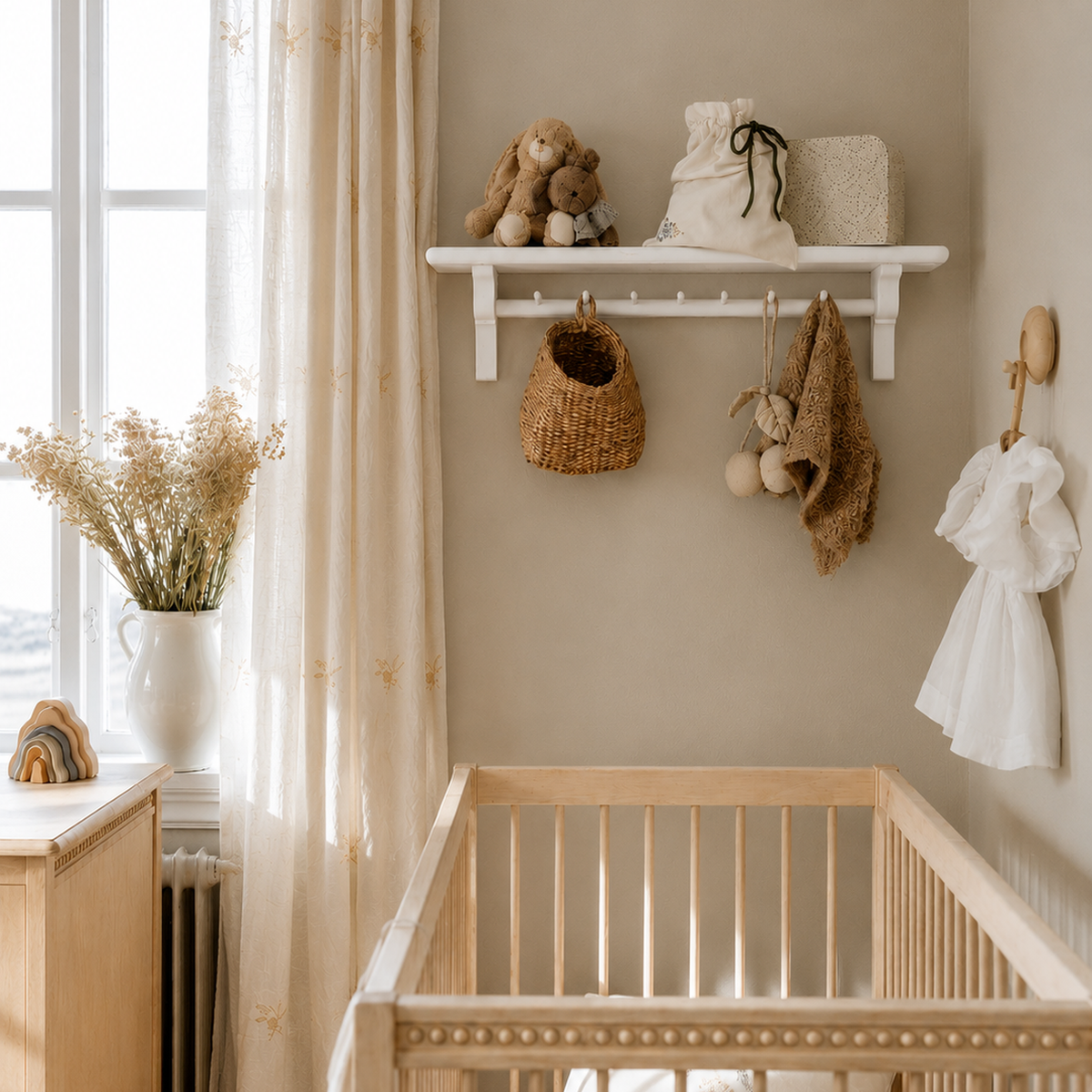 Gustavienne wall shelf 9 hooks White