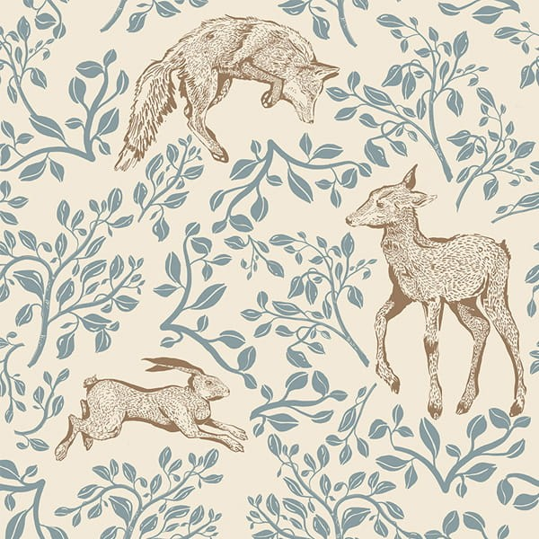 Dekornik Tapete Forest animals and fairytale beige Streifen 50 x 280