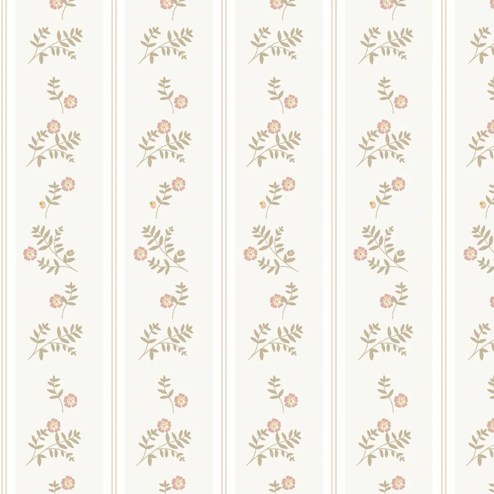 Dekornik Tapete French Cottage Blumen Beige Streifen 100 x 280