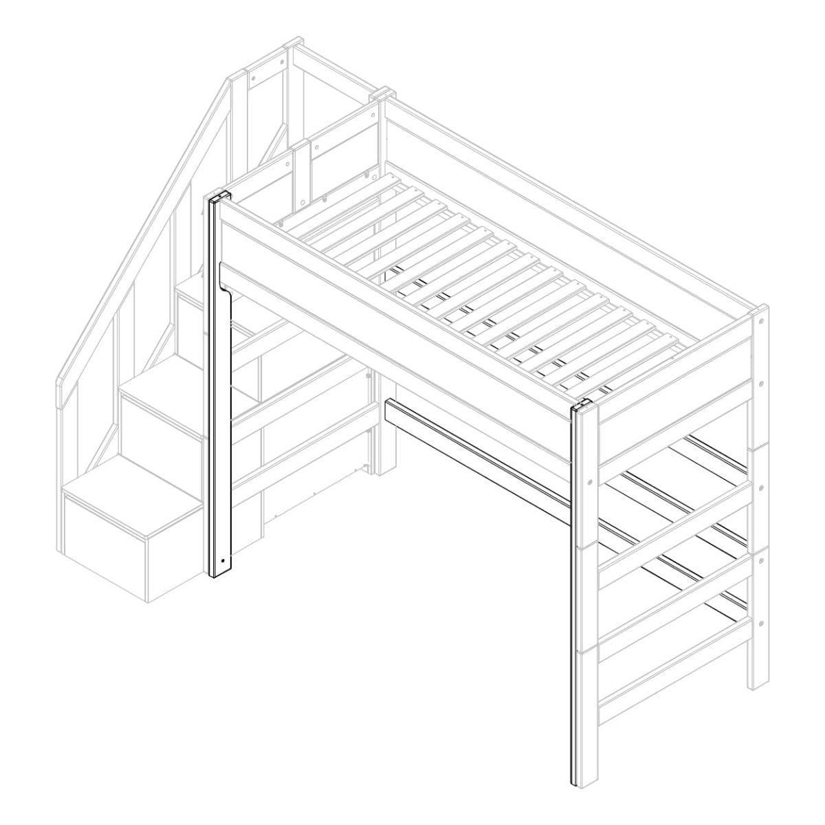 Lifetime Kidsrooms Umbau Set für Hochbett 177 cm mit Treppe Weiss