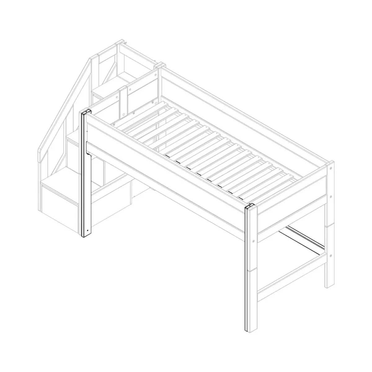 Lifetime Kidsrooms Kit de transformation Lit surélevé 128 cm avec escalier Whitewash