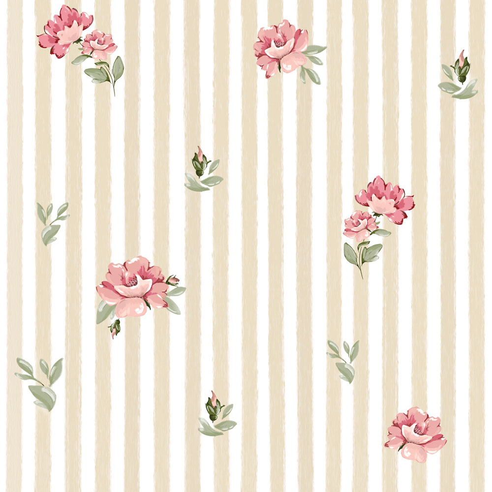 Dekornik Tapete Rosa roses on stripes Streifen 50 x 280