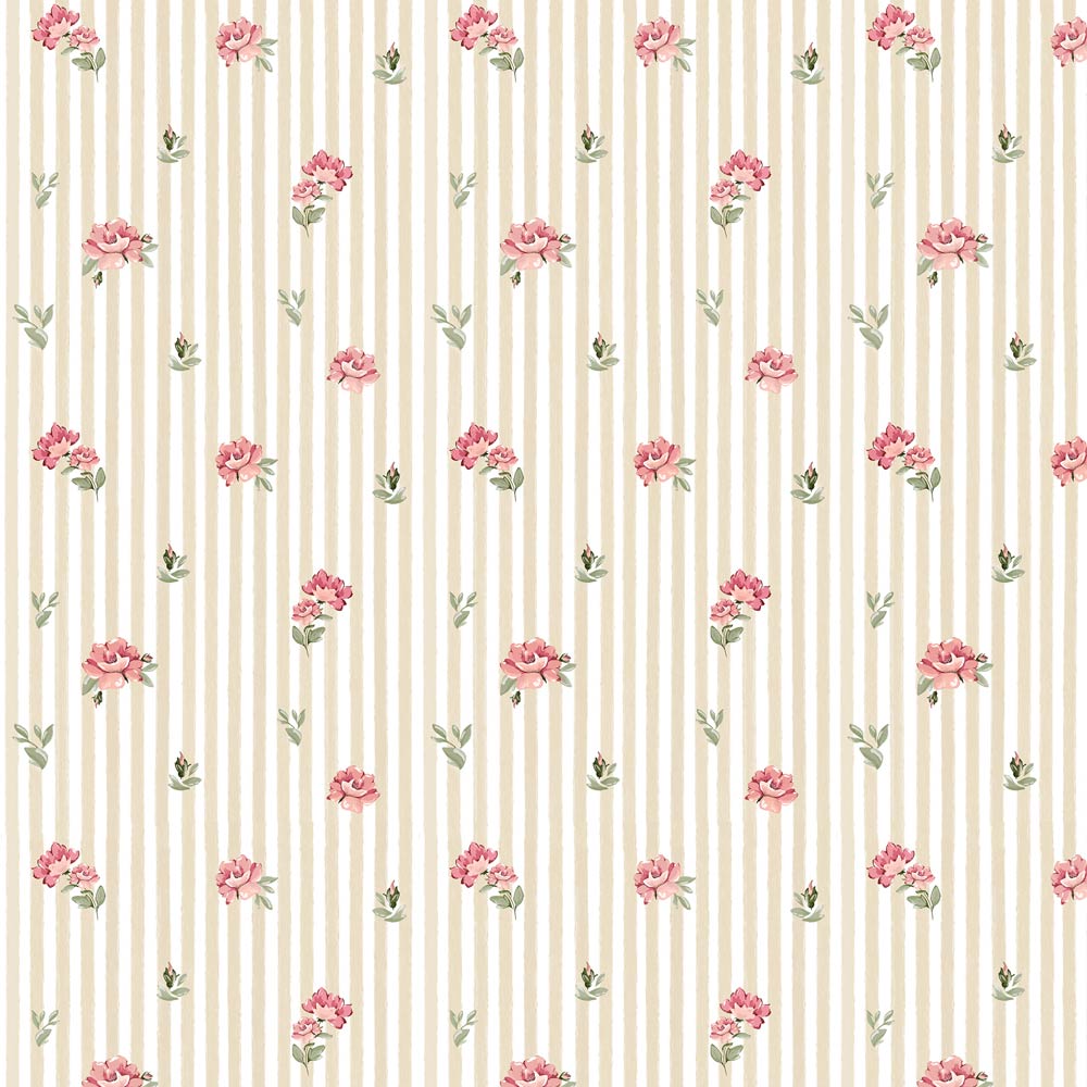 Dekornik Tapete Rosa roses on stripes Streifen 50 x 280