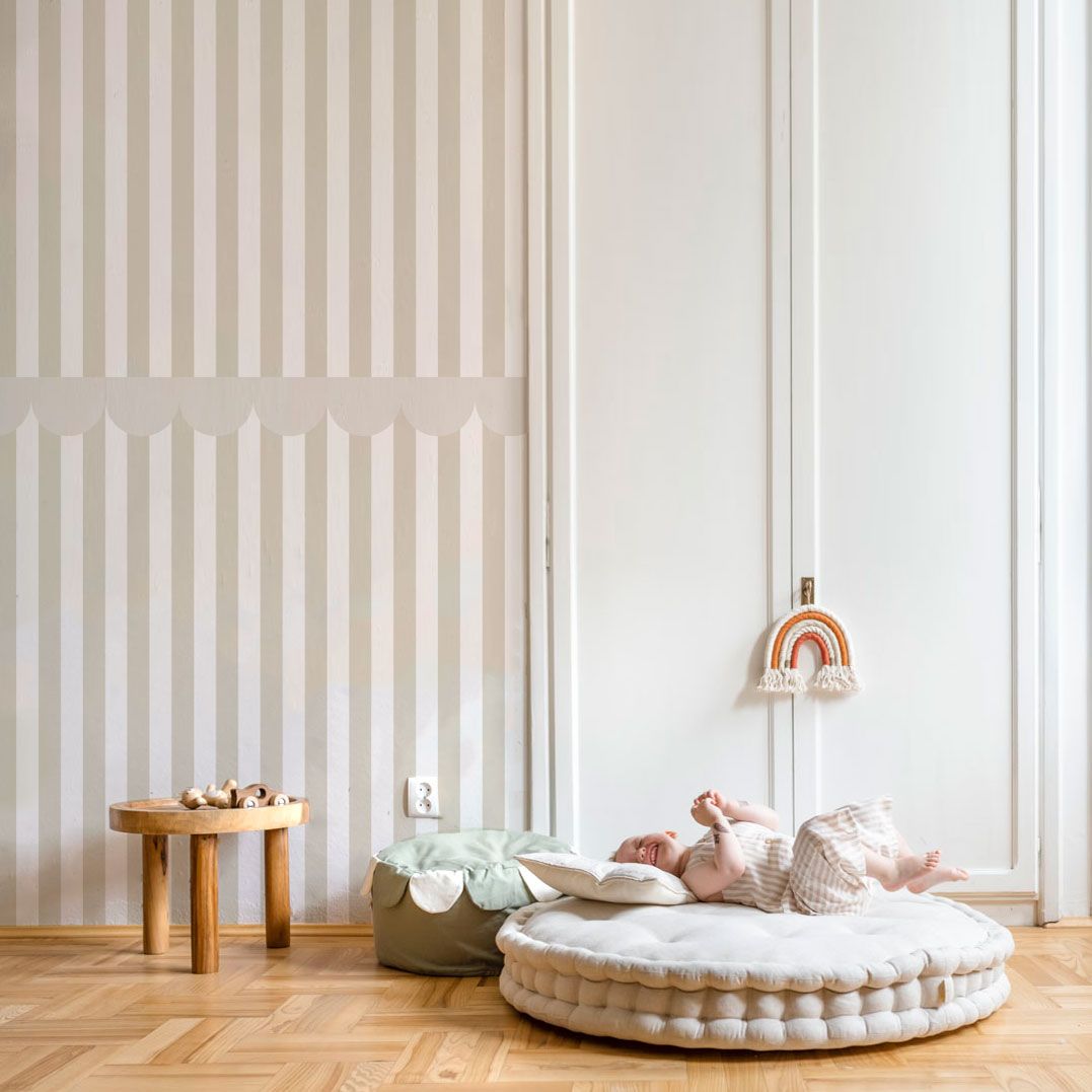 Dekornik Tapete Simple Rustic Beige Weiss Streifen 50 x 280