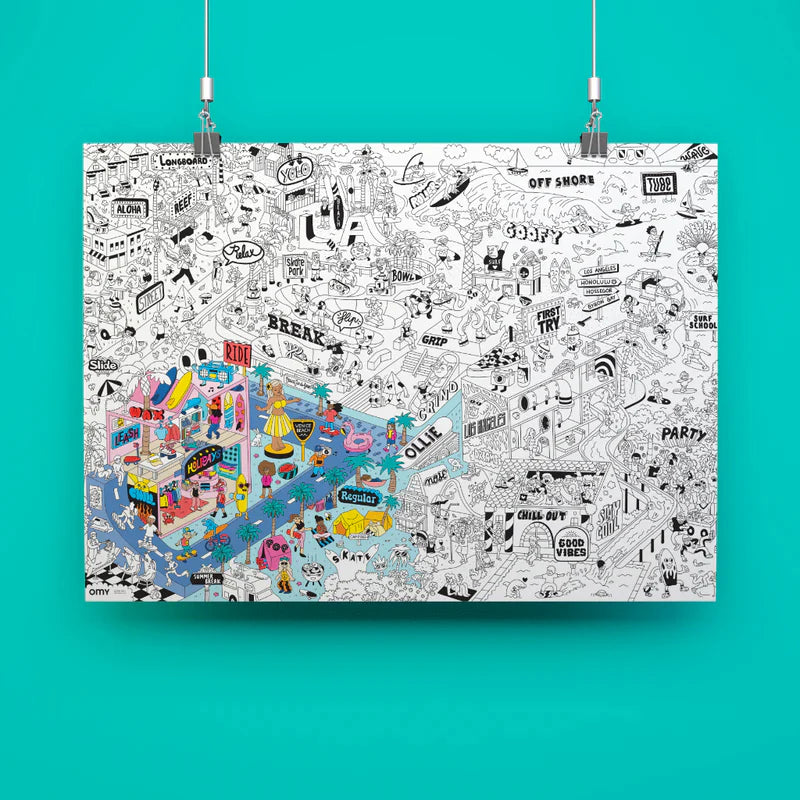 OMY giant coloring poster Surf & Skate