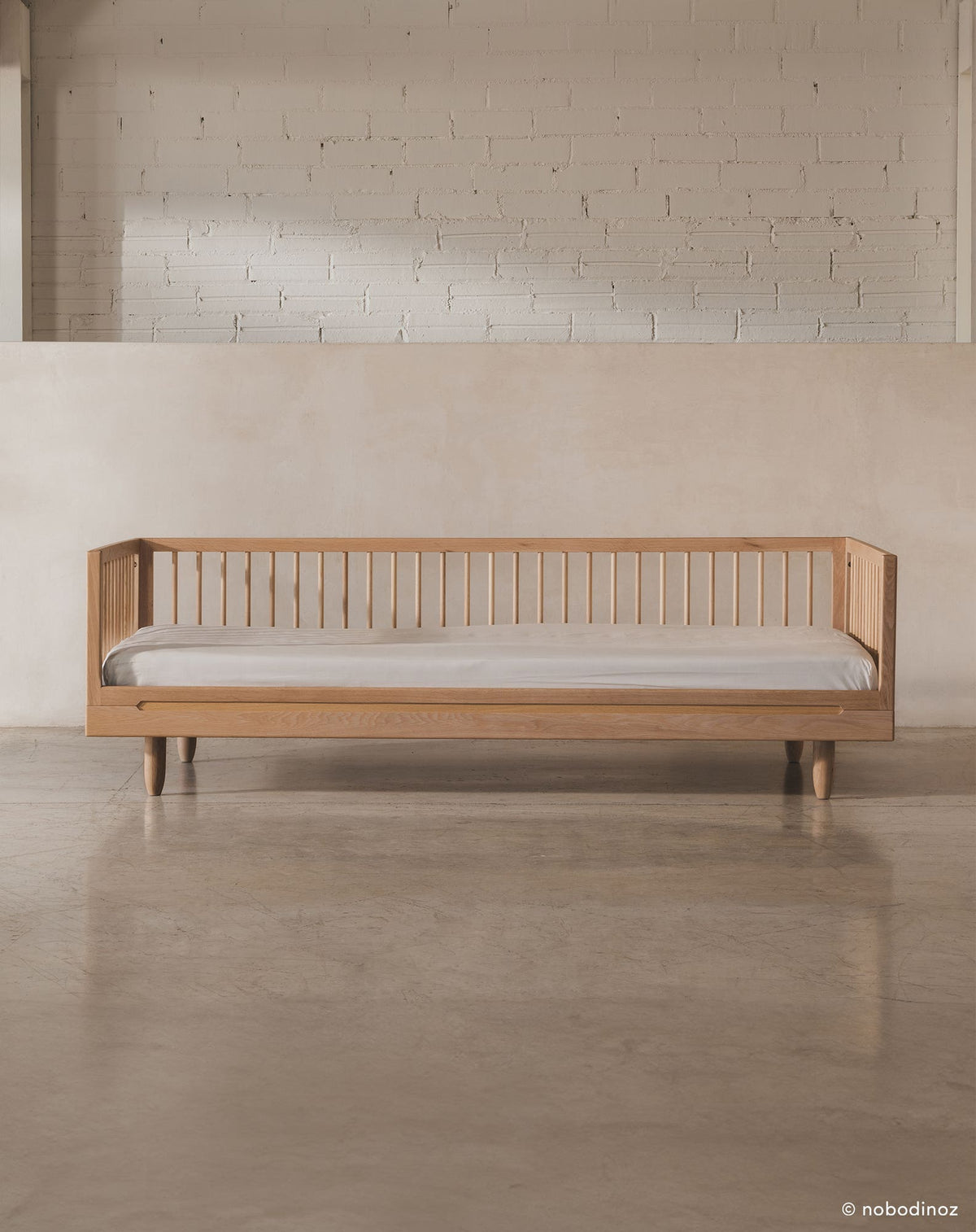 Nobodinoz Pure Einzelbett aus Eichenholz mit Sofa-Erweiterung