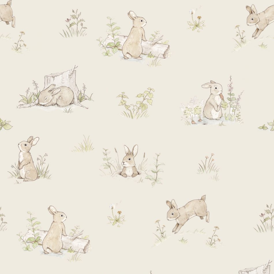 Carta da parati Dekornik Rabbit Day a righe beige 50 x 280