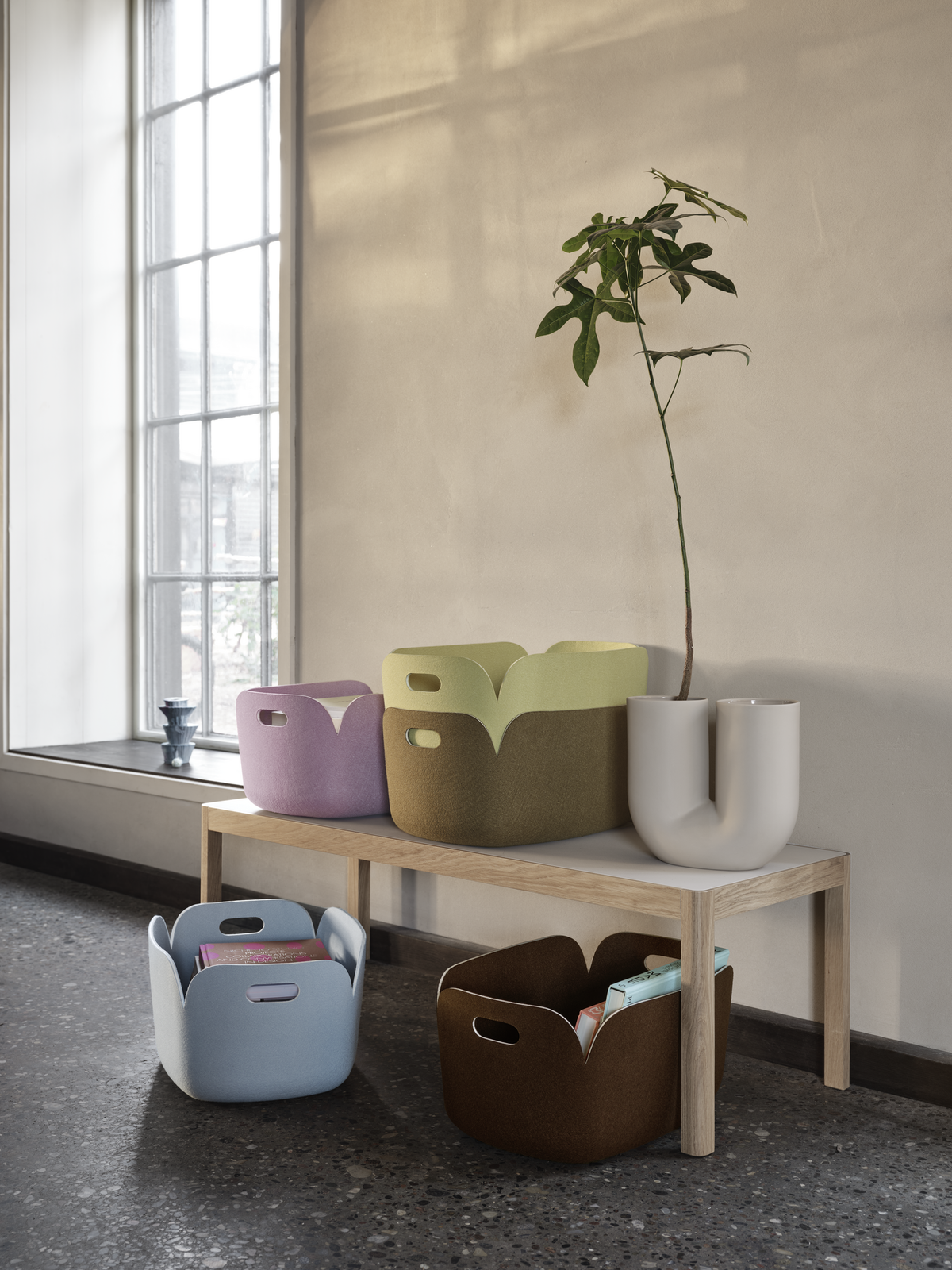 Muuto Restore Corbeille de rangement 48 x 35 cm vert marron