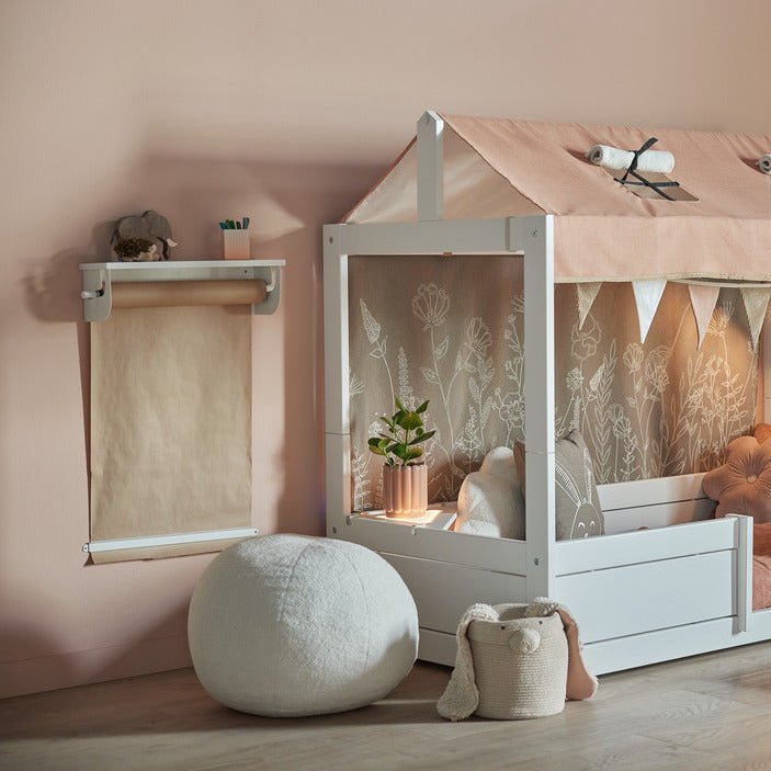 Lifetime Kidsrooms Runder Pouf aus Teddy Stoff Choco