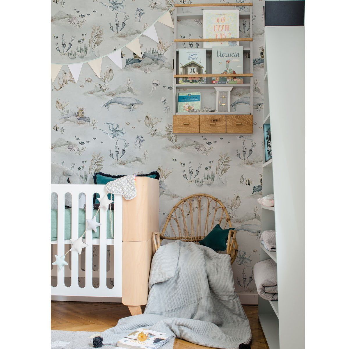 Dekornik wallpaper Underwater World gray stripes 100 x 280