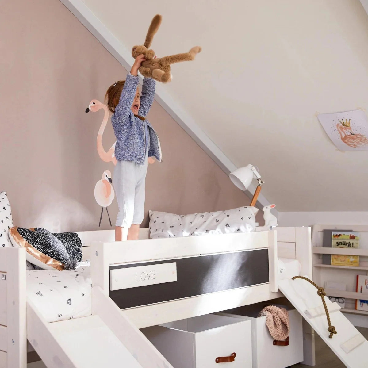 Lifetime Kidsrooms Façade de lit courte avec impression de tableau à craie Whitewash