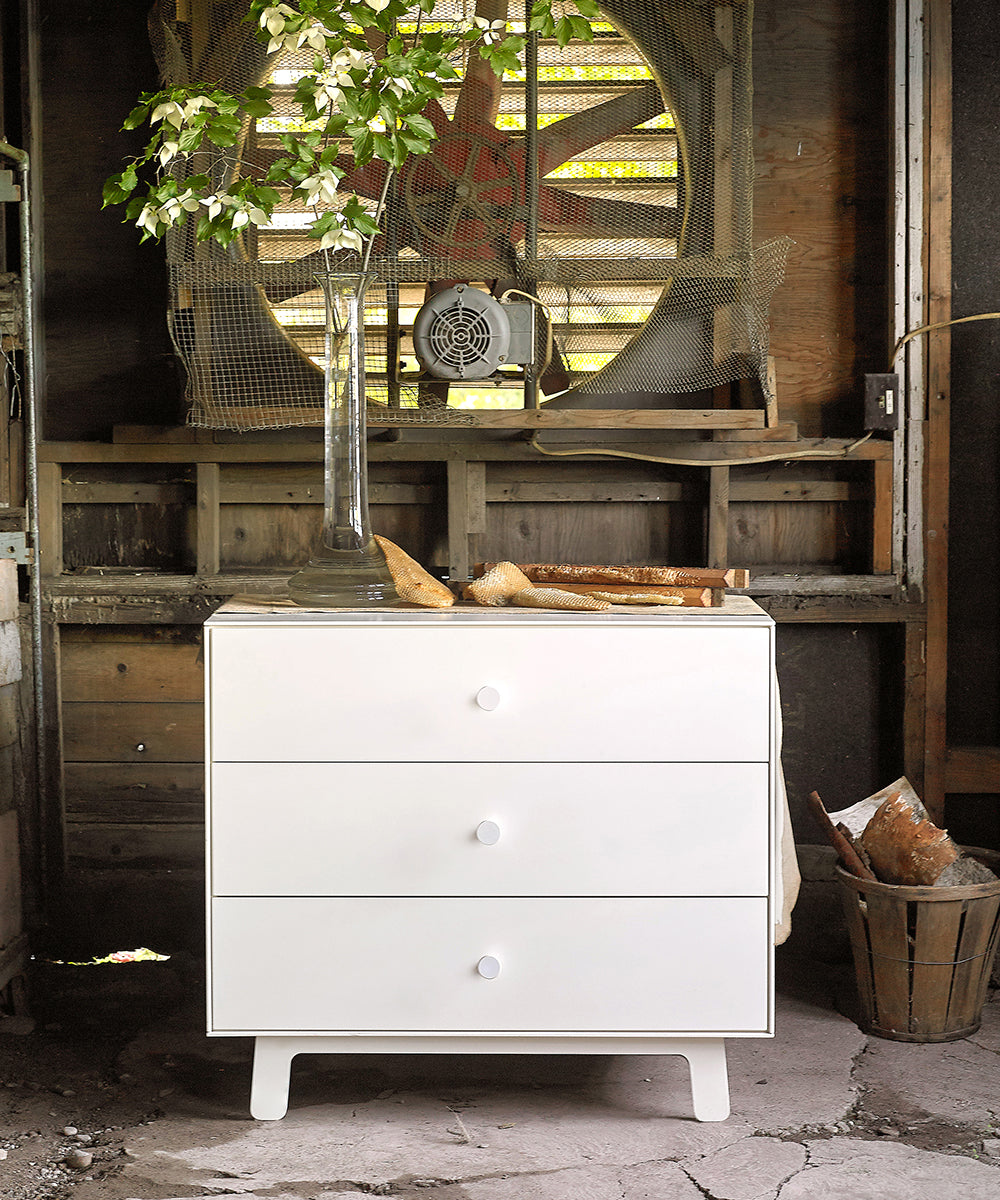 Oeuf NYC Sparrow Commode avec 3 tiroirs, blanc / bouleau