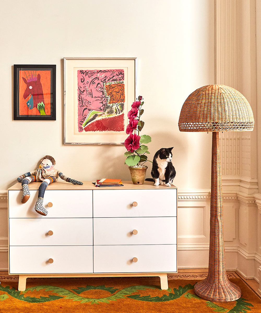 Oeuf NYC Sparrow Kommode mit 6 Schubladen, Weiss / Birke