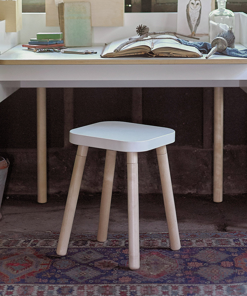 Oeuf NYC Square Stool, white / birch