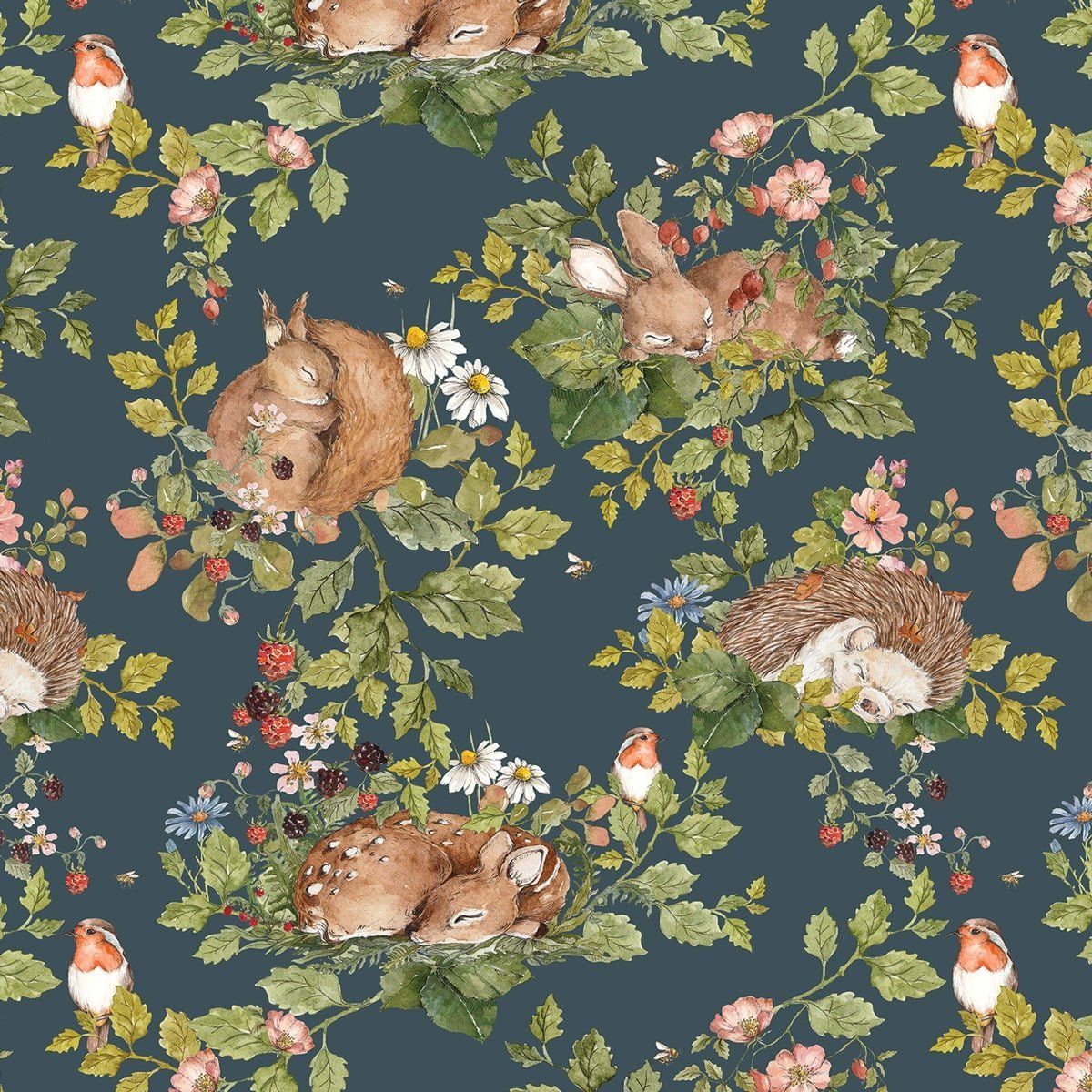 Carta da parati Dekornik Little Sleepy animali a strisce scure 50 x 280