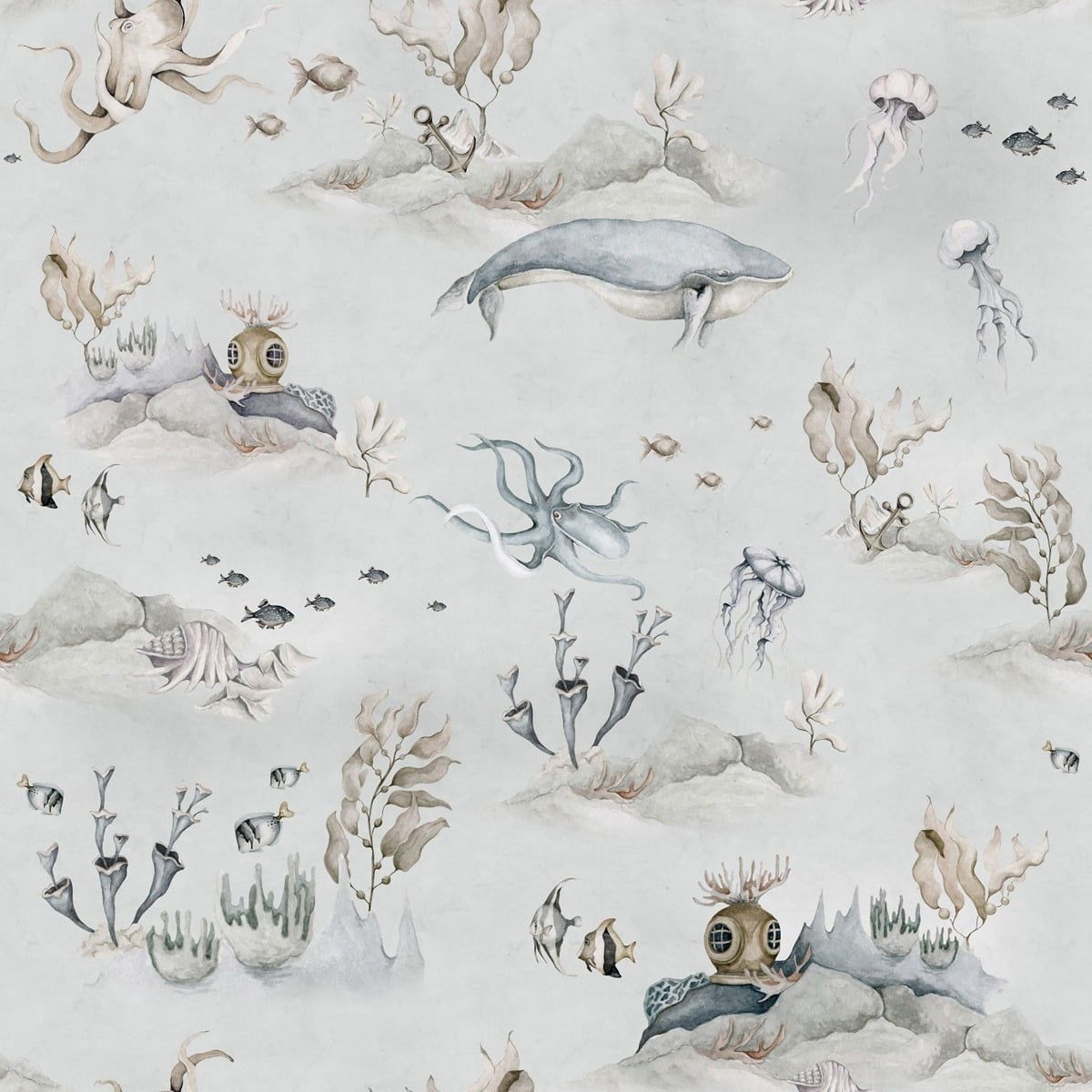 Dekornik Tapete Underwater World Grau Streifen 100 x 280