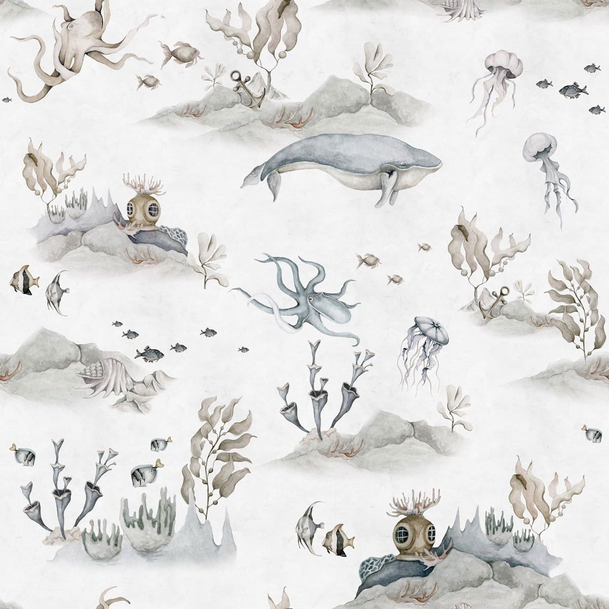 Dekornik wallpaper Underwater World white stripes 100 x 280