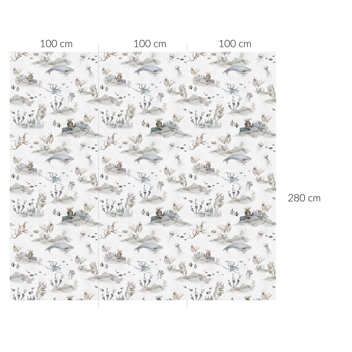 Dekornik wallpaper Underwater World white stripes 100 x 280
