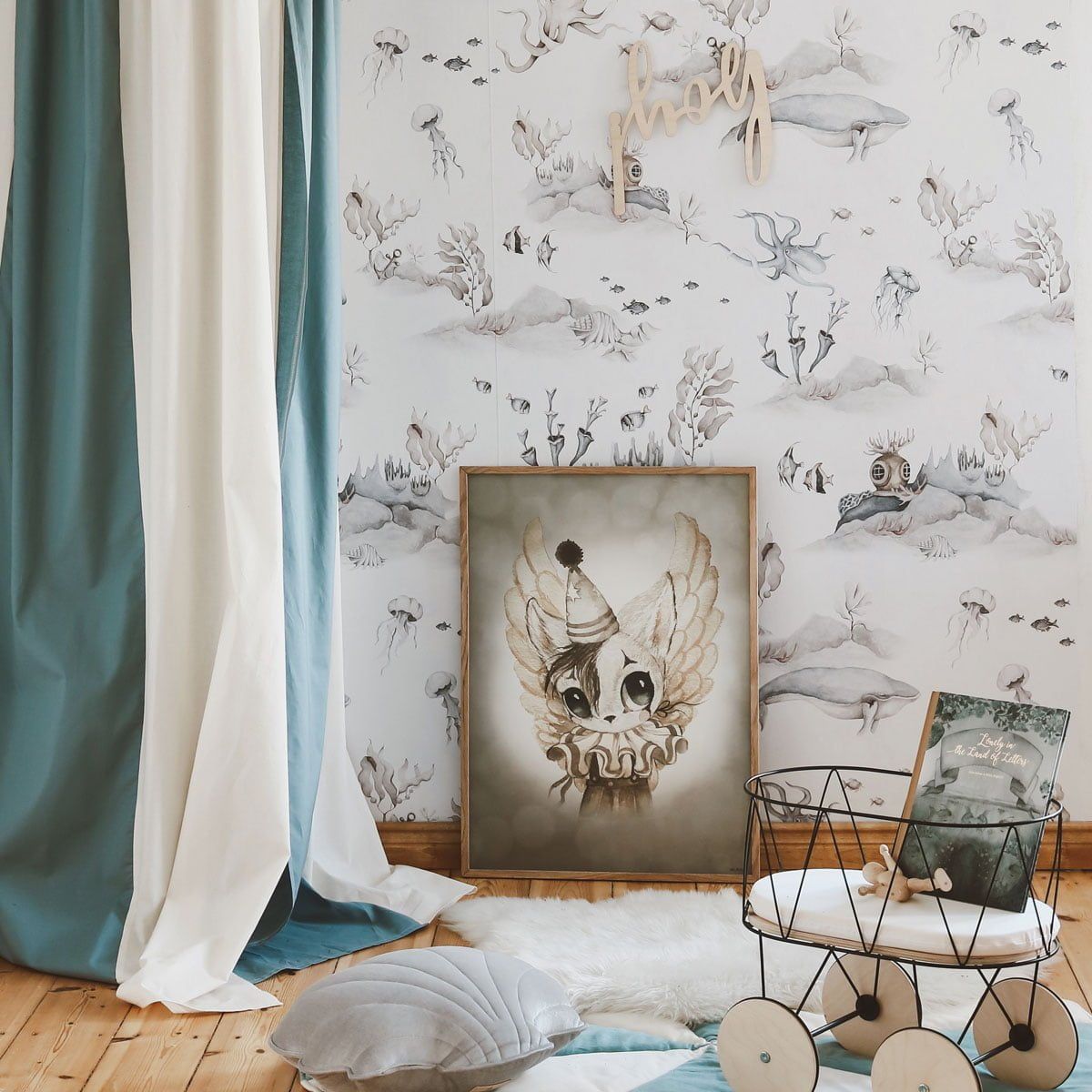 Dekornik wallpaper Underwater World white stripes 100 x 280