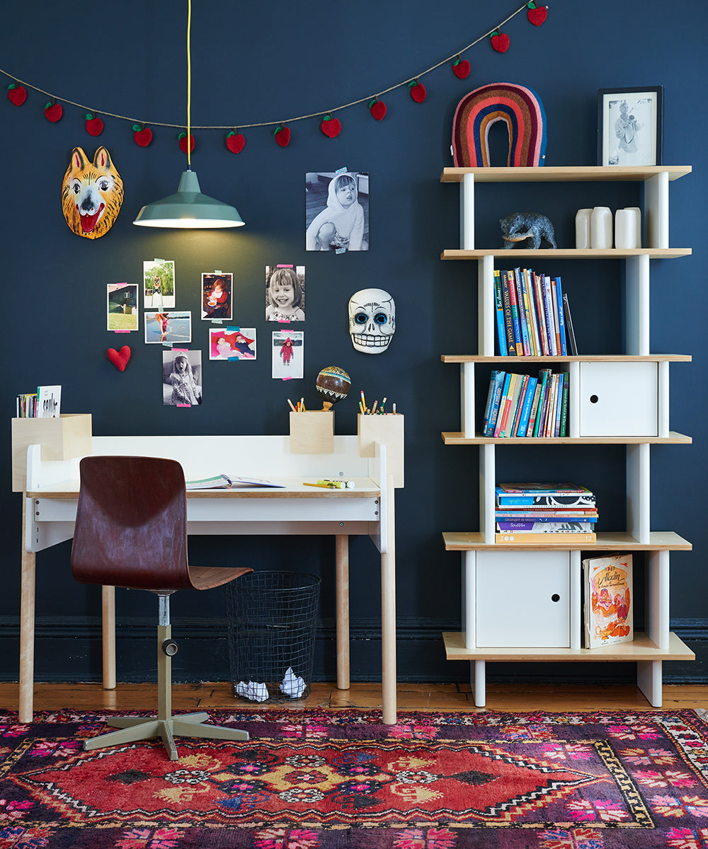 Oeuf NYC Vertical Mini Library, White / Birch