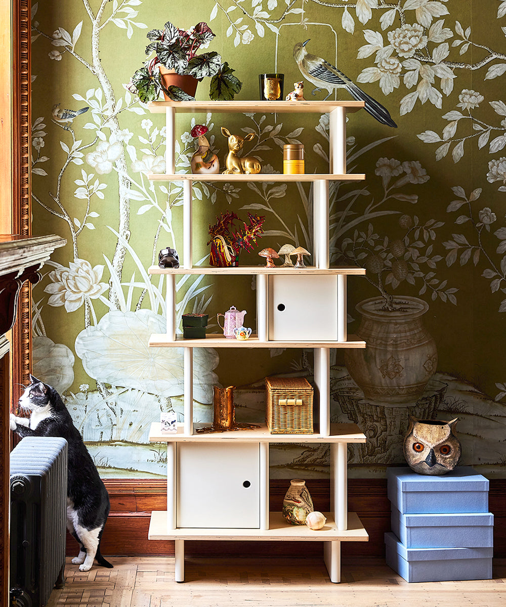Oeuf NYC Vertical Mini Library, White / Birch