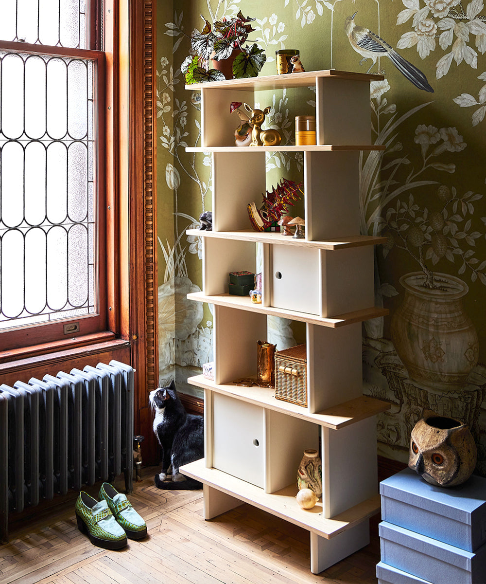 Oeuf NYC Vertical Mini Library, White / Birch
