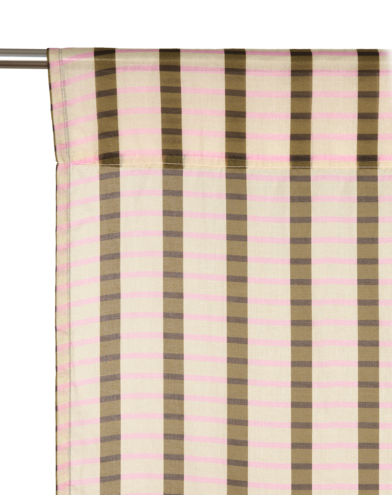 Nobodinoz Rideau Wendy en voile de coton bio Kaki Pink Mosaik