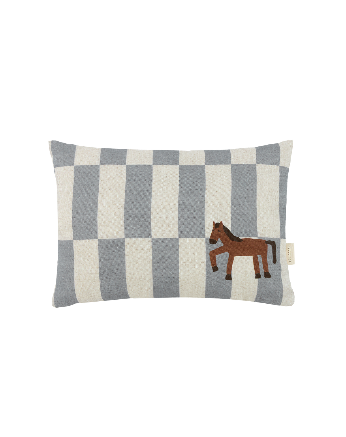 Cuscino di lino Nobodinoz Vibes piastrelle blu cavallo