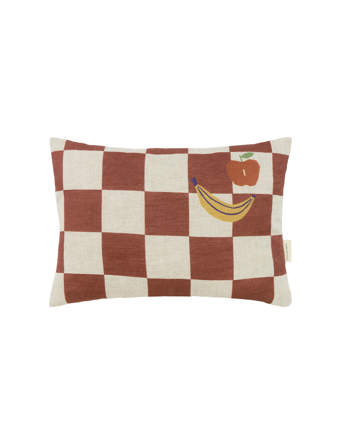 Nobodinoz Vibes linen cushion brown plaid
