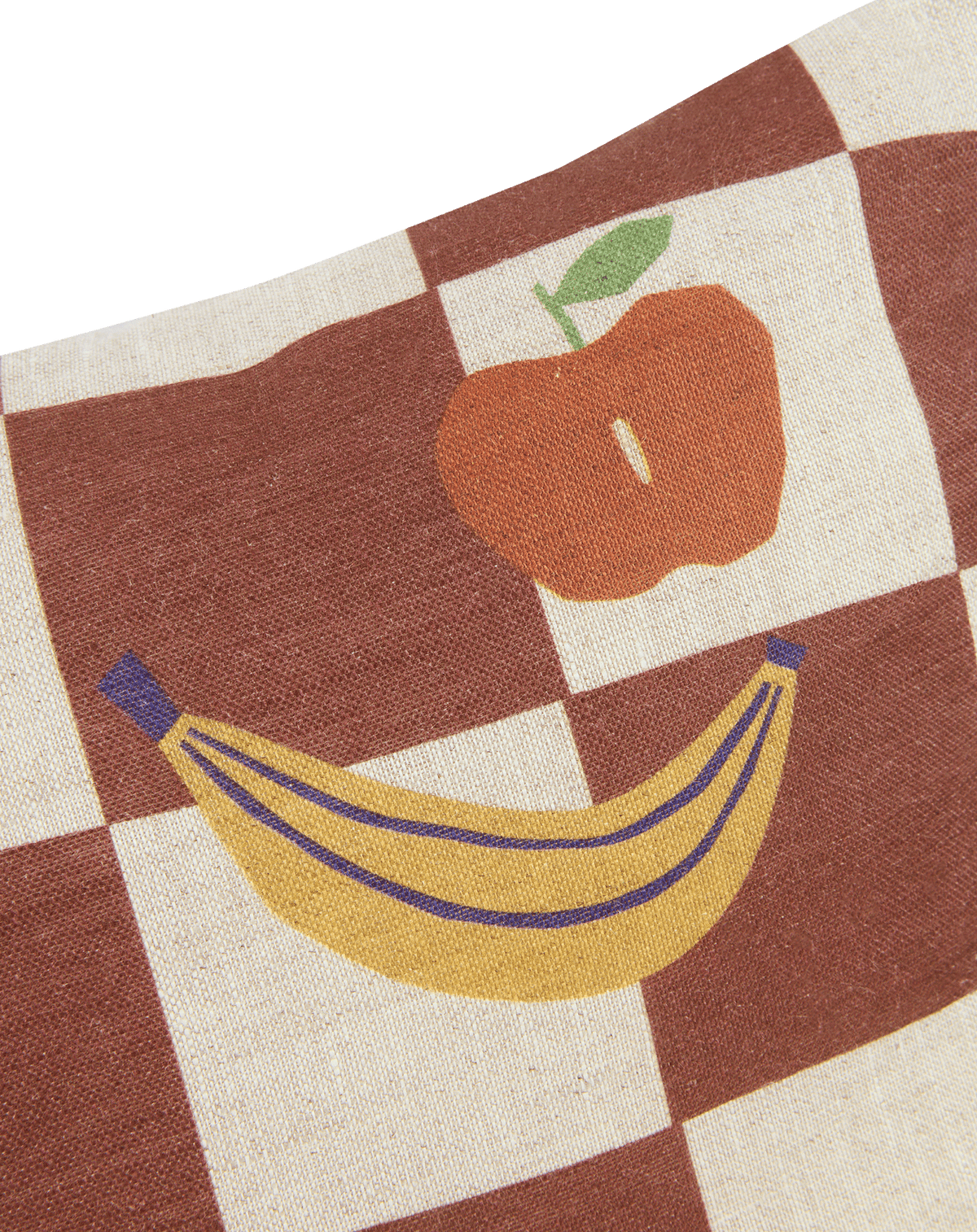 Nobodinoz Vibes linen cushion brown plaid