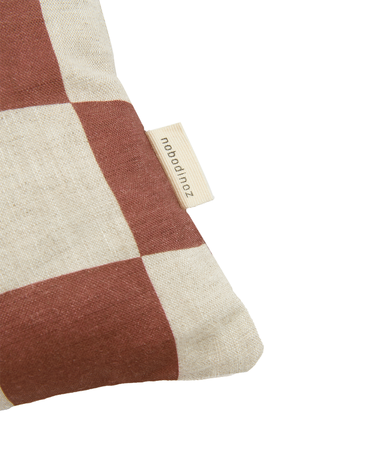 Nobodinoz Vibes linen cushion brown plaid
