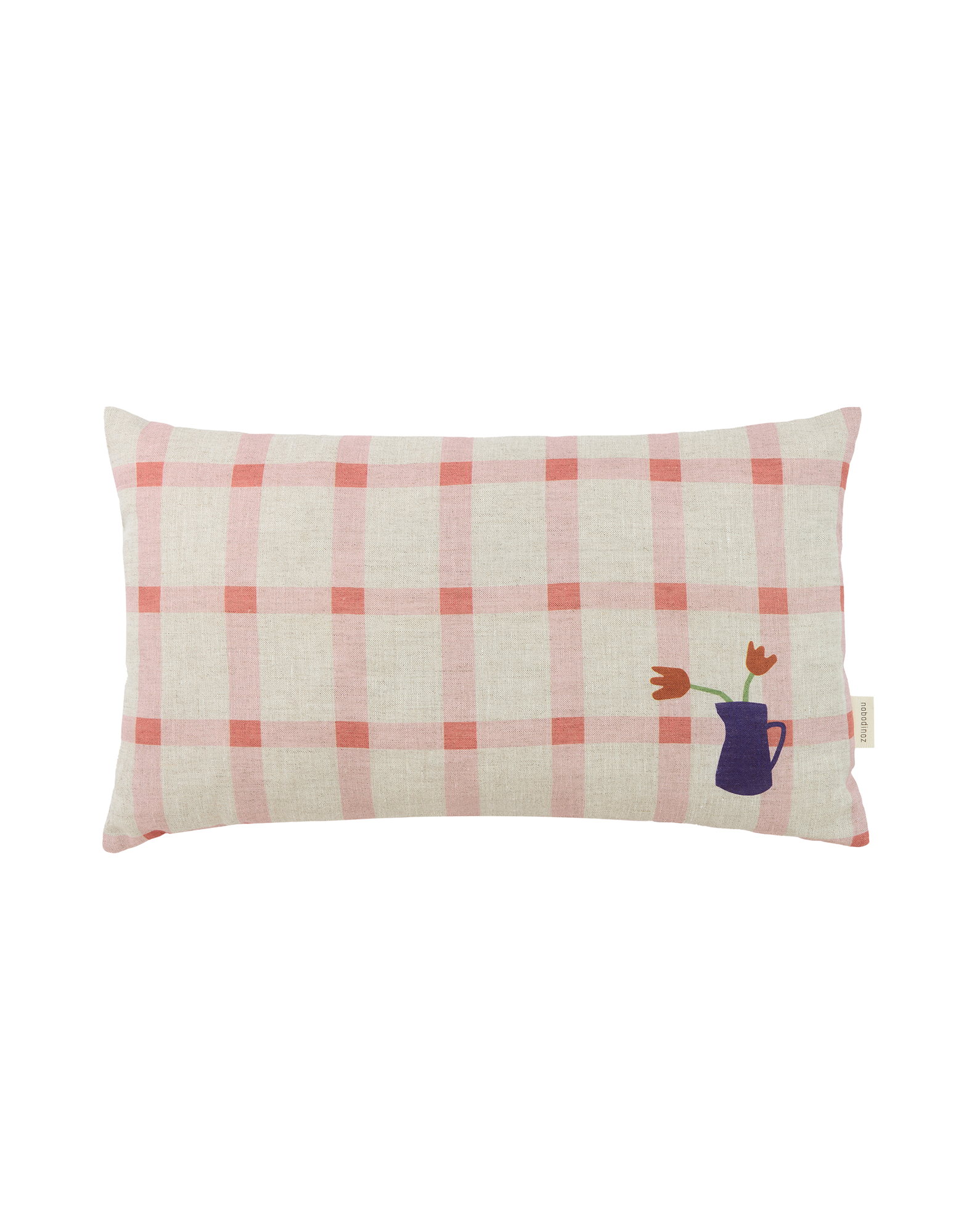 Nobodinoz Vibes Coussin en lin rose tulipes
