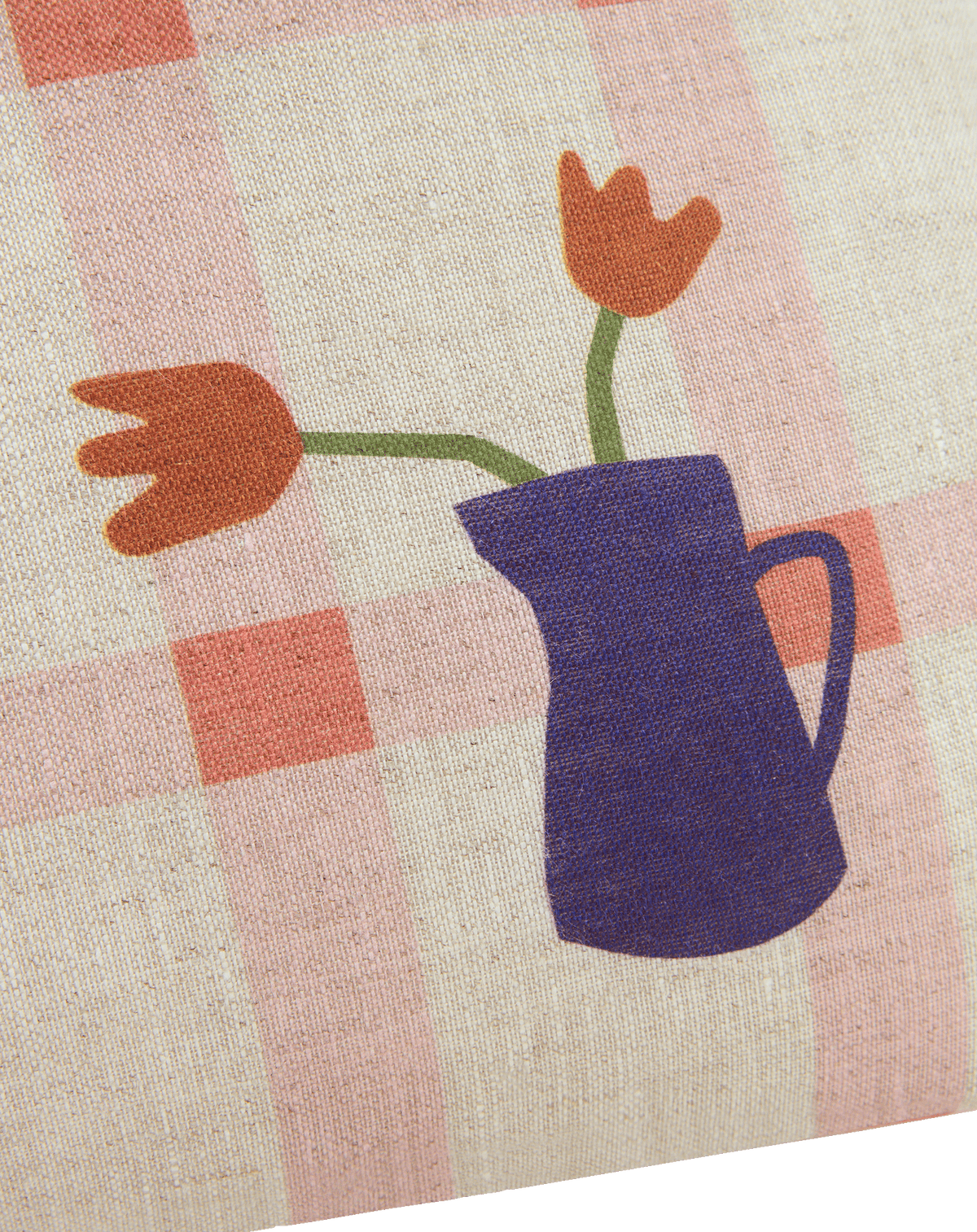 Cuscino di lino Nobodinoz Vibes rosa tulipani